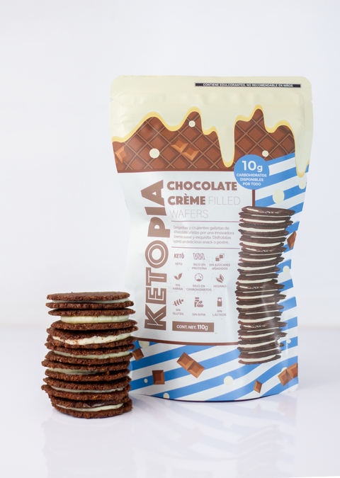 4-PAQUETES Galletas Keto Crème Filled Chocolate Wafers