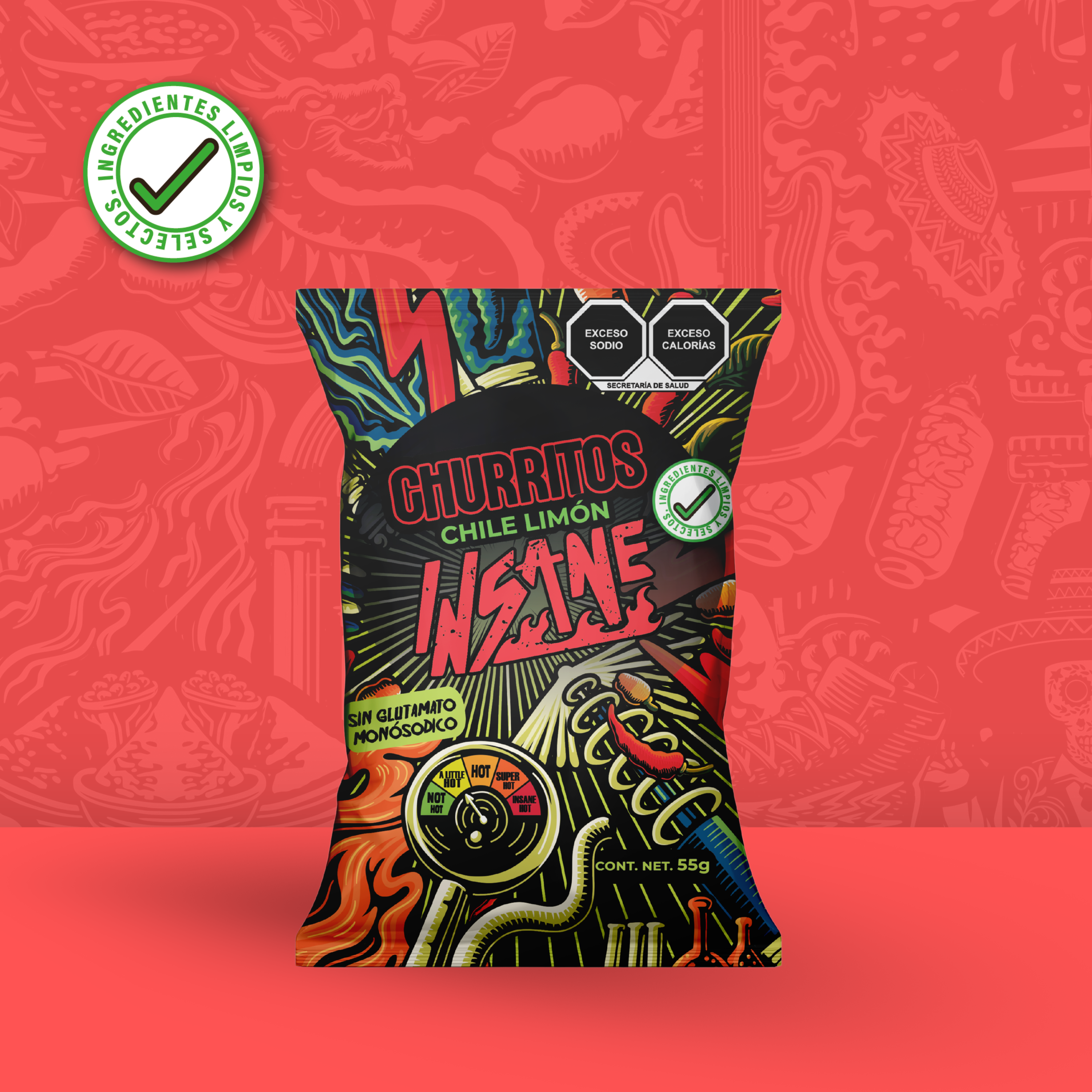 INSANE  CHURRITOS DE AMARANTO CHILE Y LIMÓN 55G