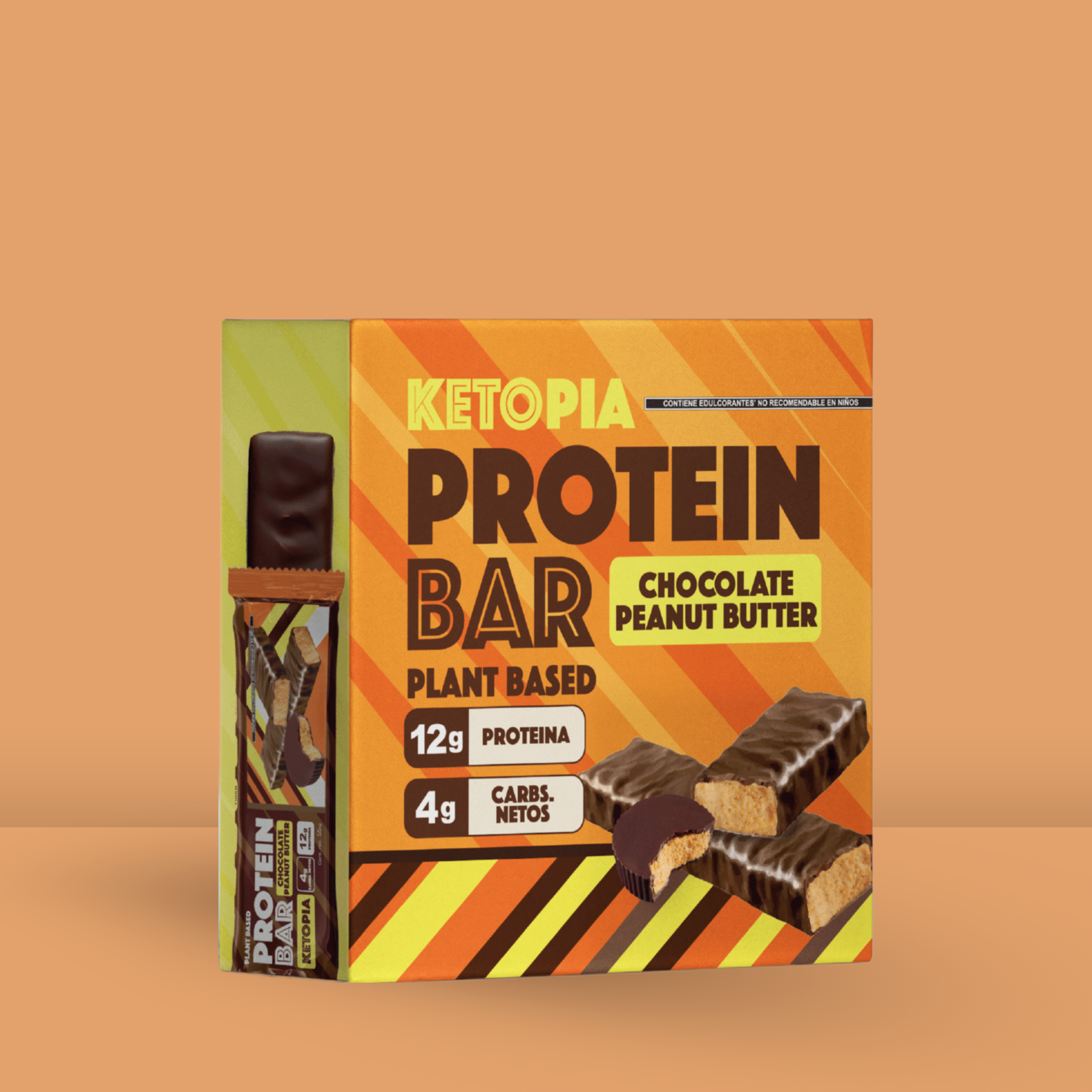 KETOPIA Barras de Proteina Keto de proteina Chocolate Peanut Butter - 6 PACK
