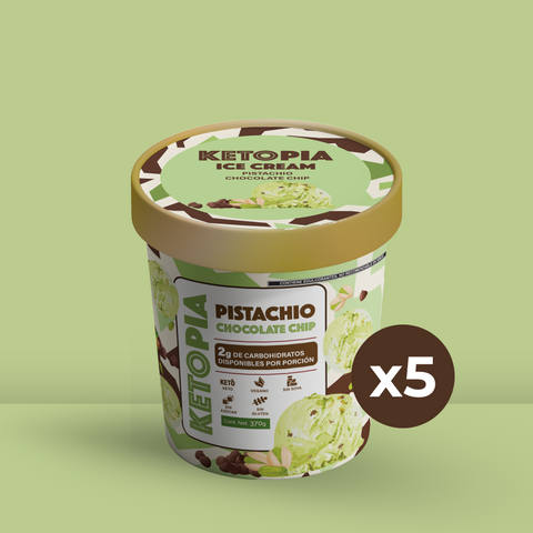 5 Pack Helado Keto Pistachio Chocolate Chip (370g)
