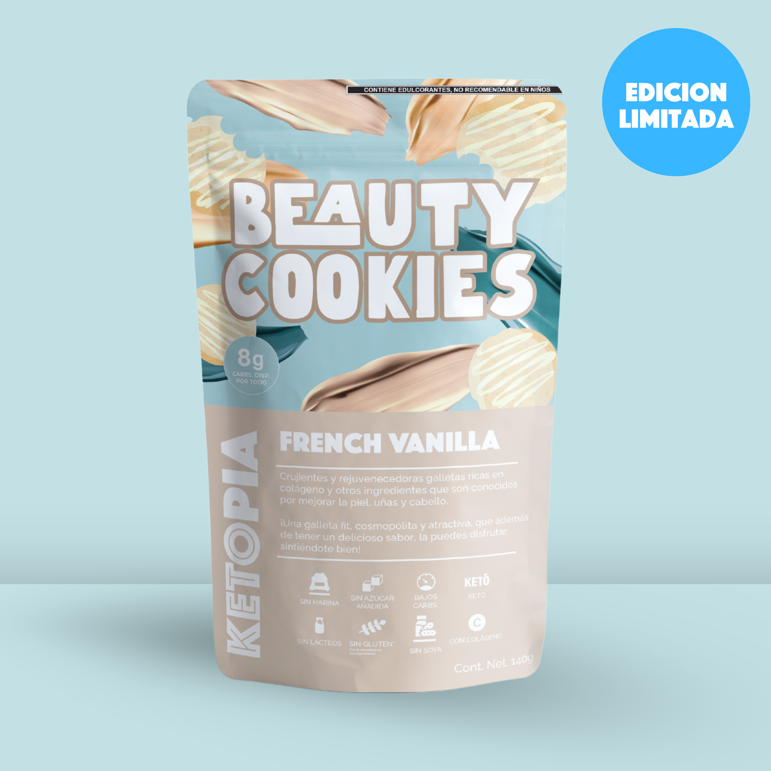 KETOPIA  Galletas con Colágeno Keto French Vanilla 140g