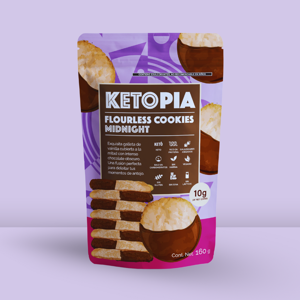KETOPIA  Galletas Sin Harina Cubierta Chocolate Keto Midnight 160g - Frozen-Boutique