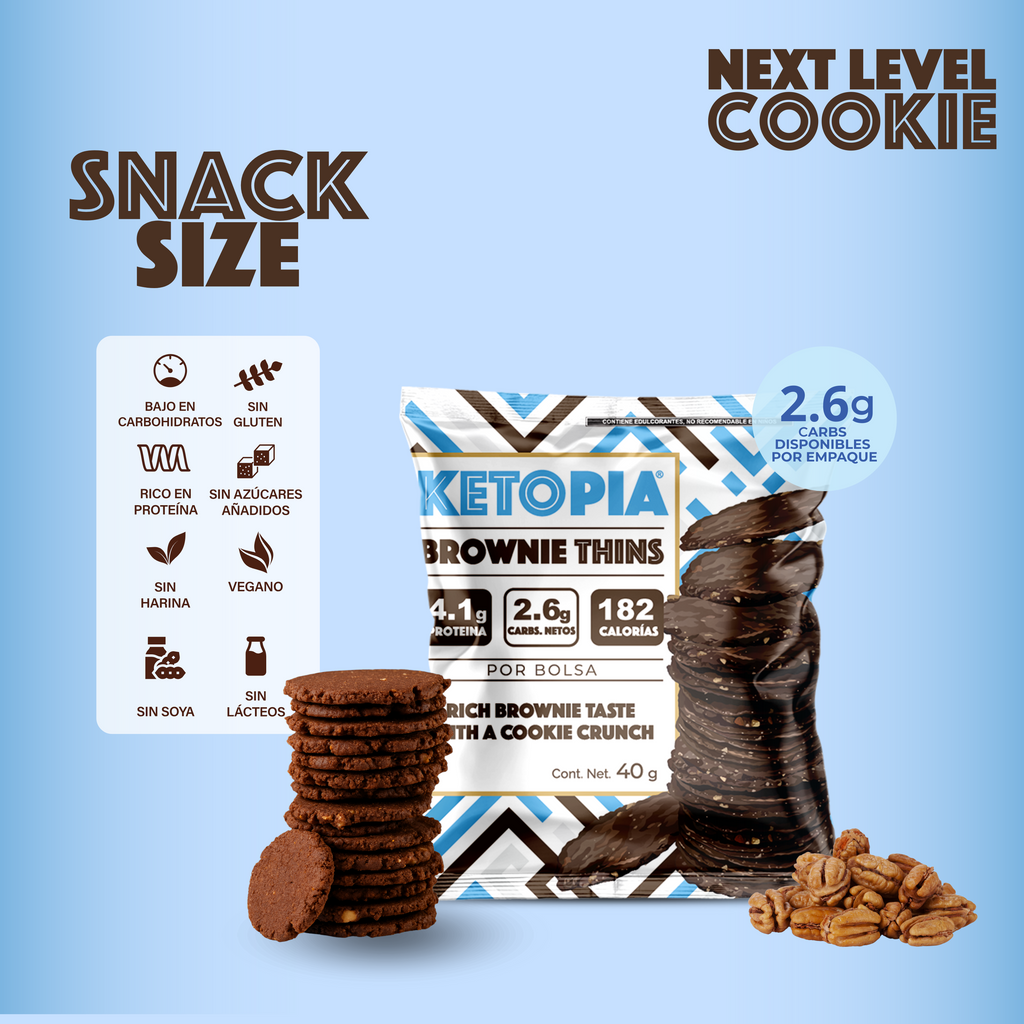 KETOPIA Galletas Thins Keto Snack pack Brownie 40g - Frozen-Boutique
