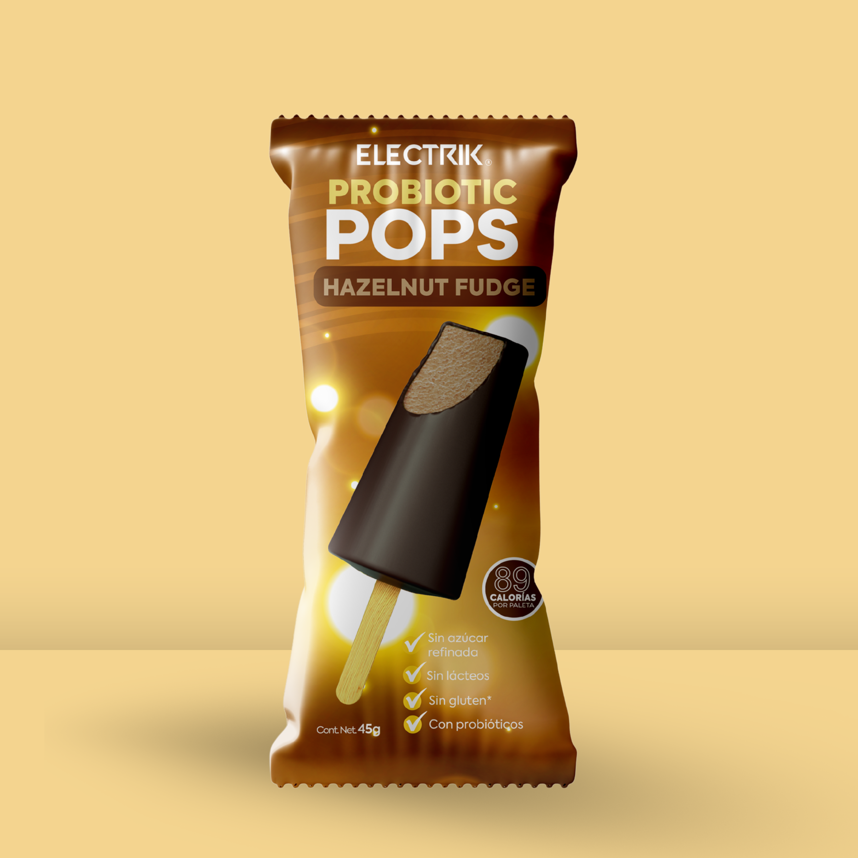 ELECTRIK Paleta de Probióticos Pops sabor Hazelnut 45g
