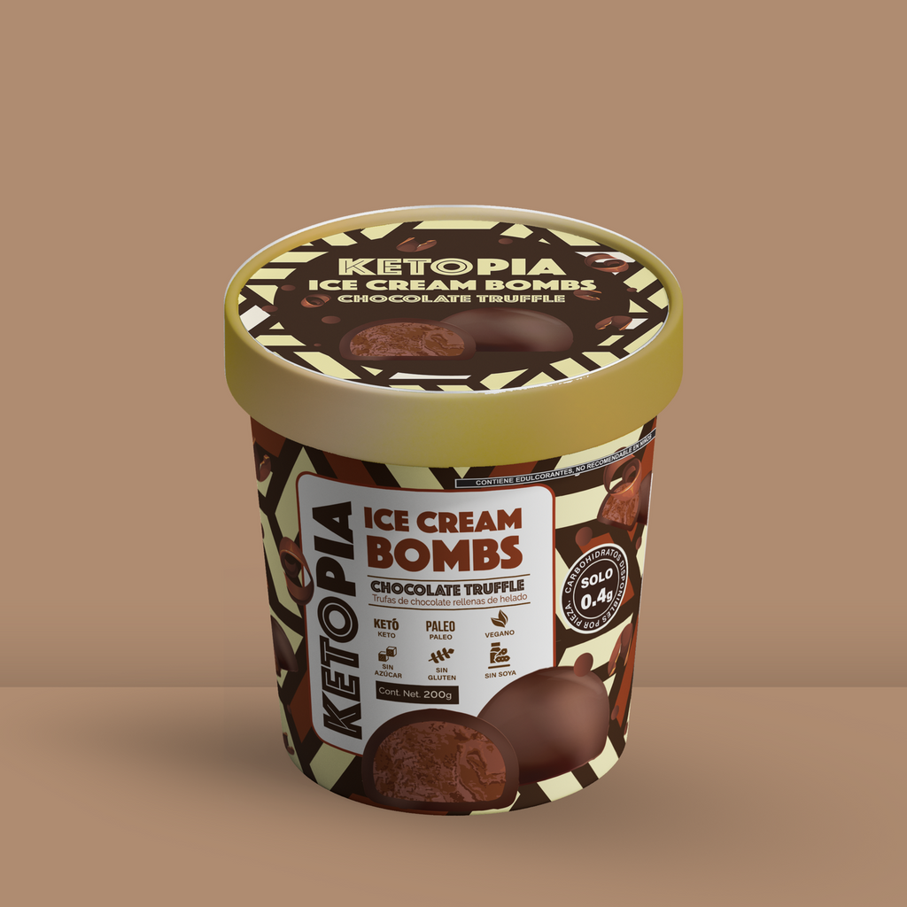 KETOPIA Bombs de Helado Sin Azúcar Keto Chocolate Truffle 200g - Frozen-Boutique