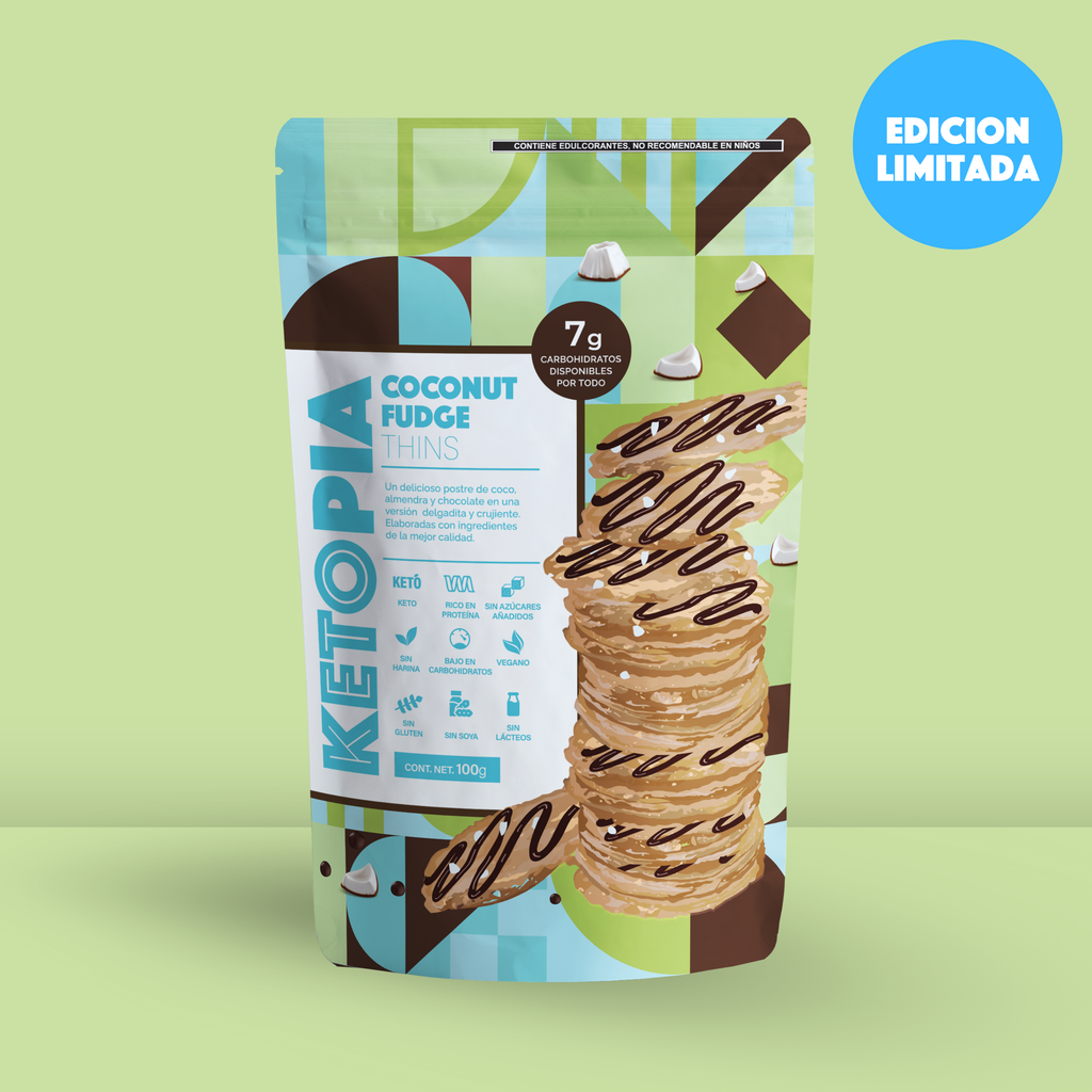 KETOPIA Galletas Thins Keto de Almendra Coconut Fudge 110g - Frozen-Boutique