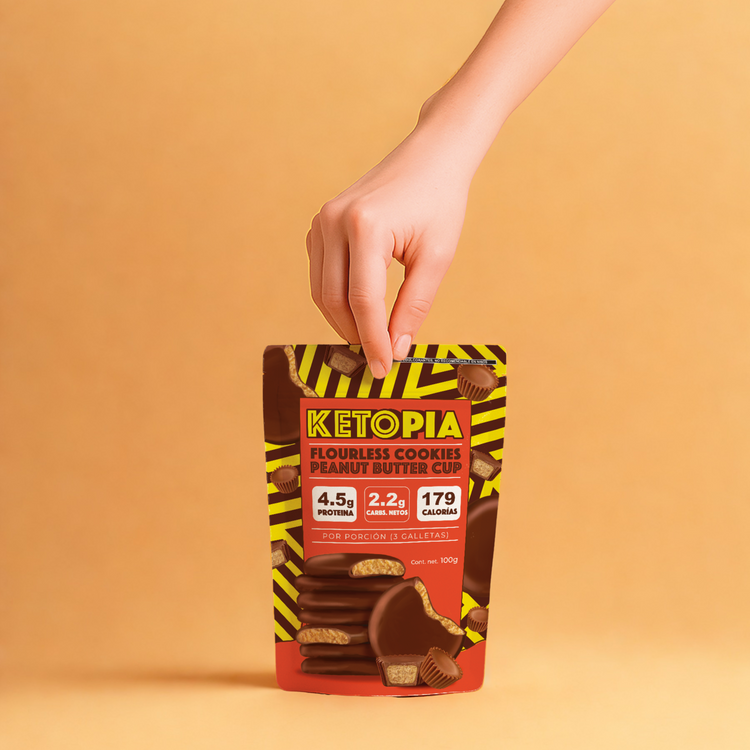 KETOPIA Galletas Sin Harina Cubiertas de Chocolate Keto Peanut Butter Cup  100g