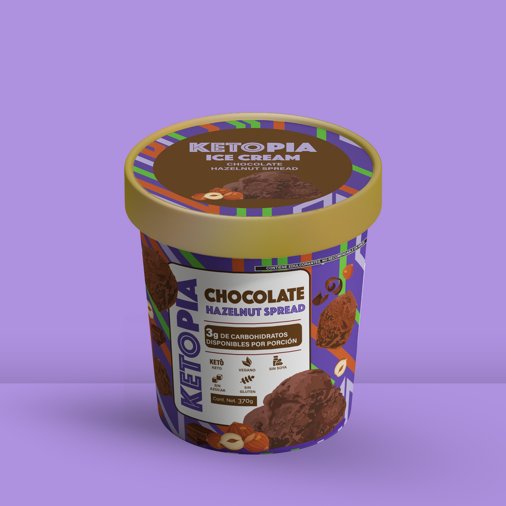 KETOPIA  Helado Sin Azúcar Keto Sabor Chocolate Avellana 370g - Frozen-Boutique