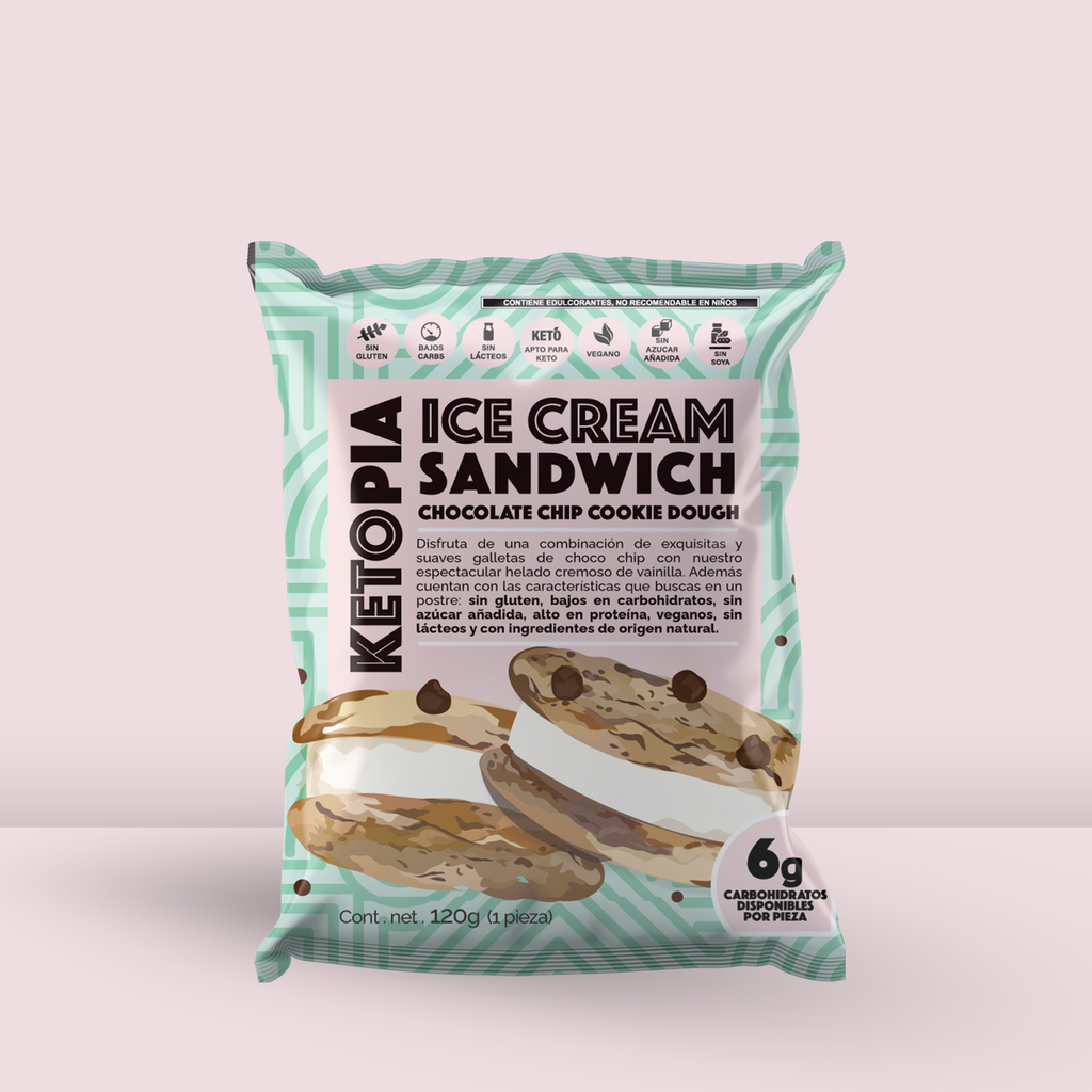 KETOPIA  Sandwich de Helado Keto Chocolate Chip Cookie Dough  120g - Frozen-Boutique