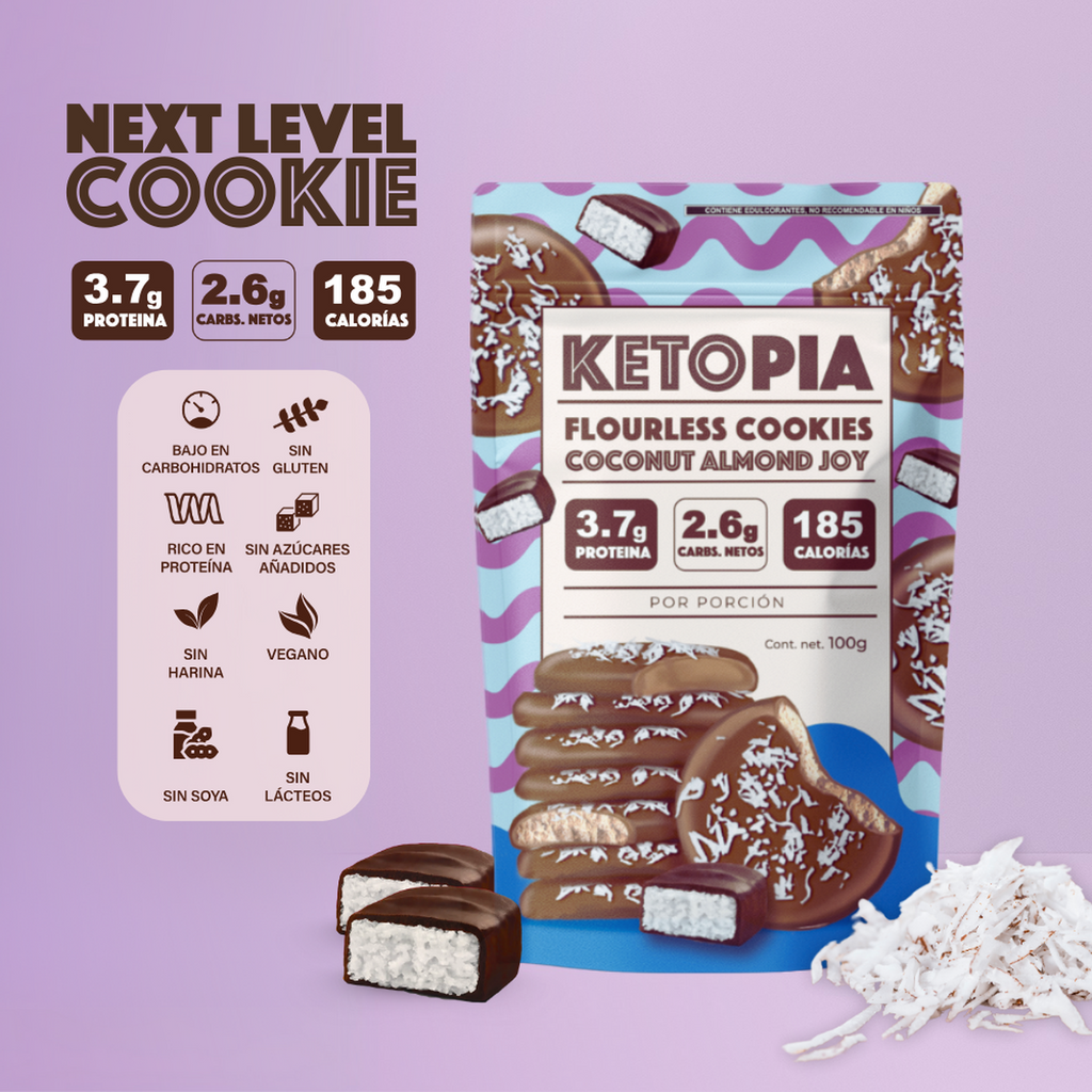 KETOPIA  Galletas Sin Harina Cubiertas de Chocolate Keto Coconut Almond Joy  100g - Frozen-Boutique