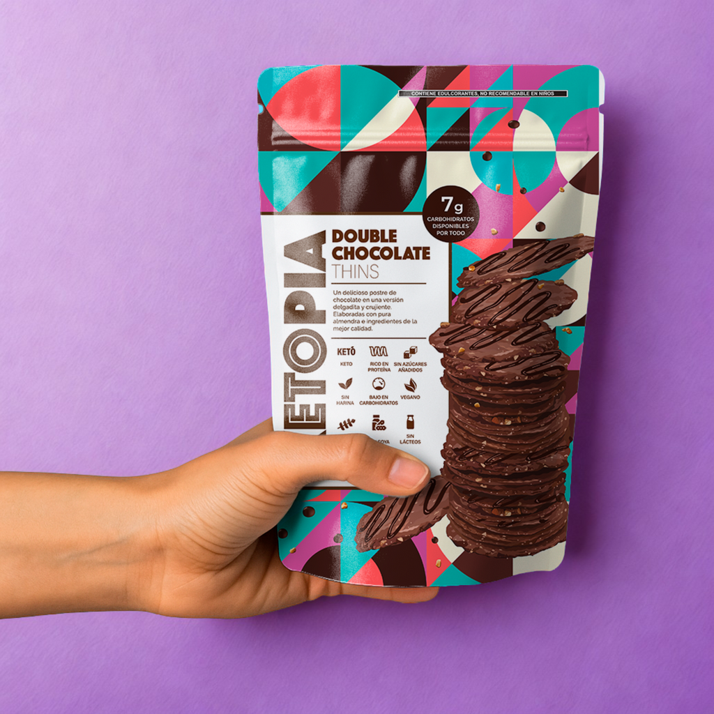 KETOPIA  Galletas Thins Keto de Almendra Chocolate Doble 100g - Frozen-Boutique