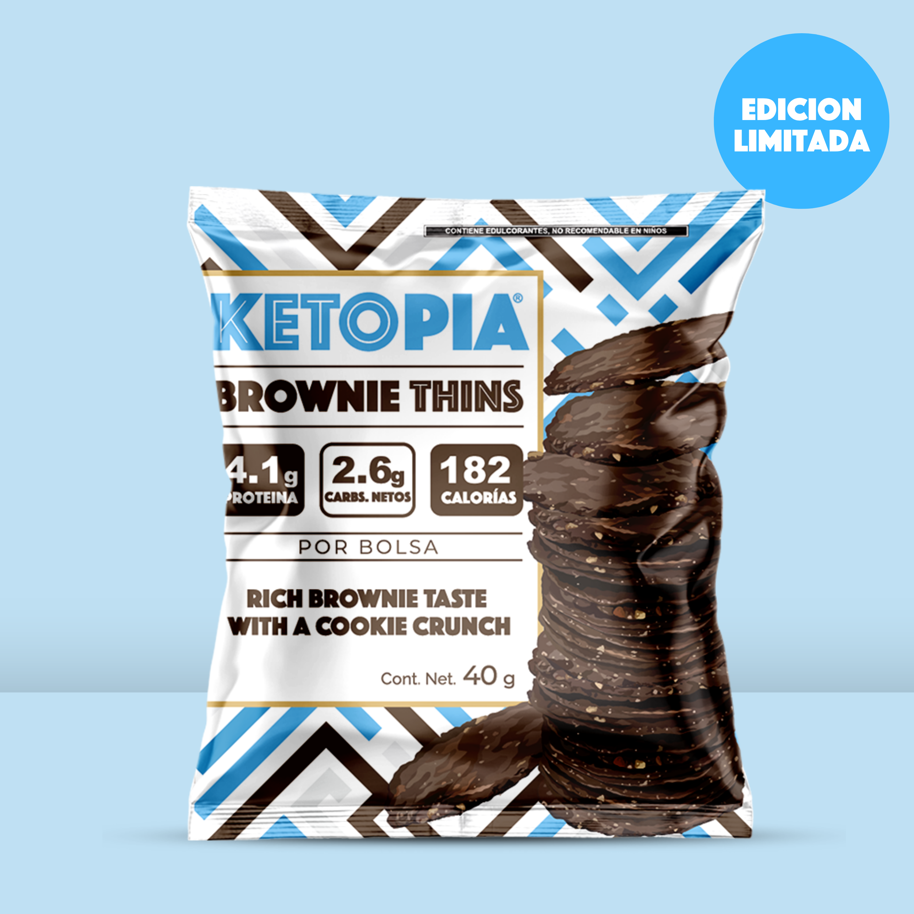 KETOPIA Galletas Thins Keto Snack pack Brownie 40g