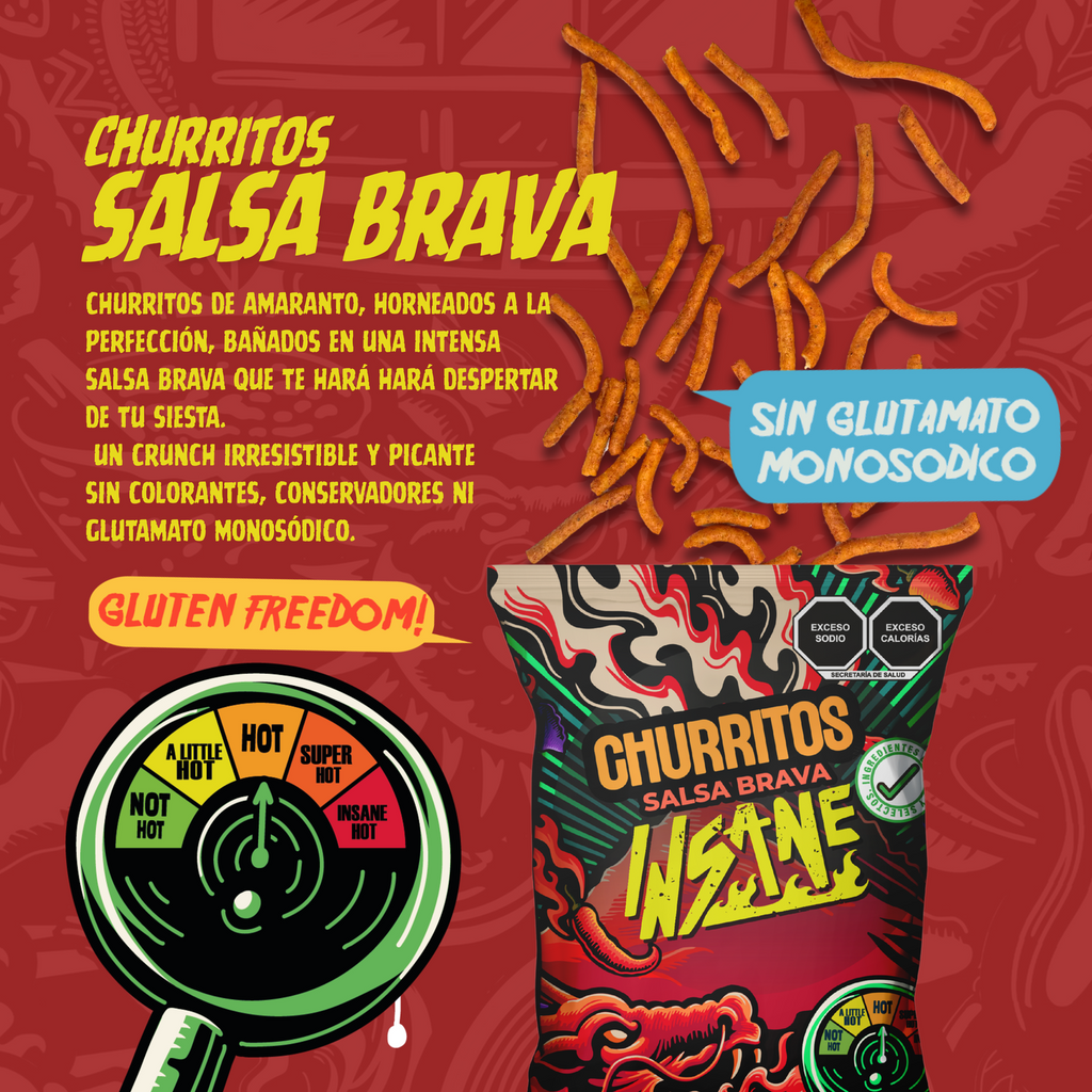 INSANE CHURRITOS DE AMARANTO SALSA BRAVA 55G - Frozen-Boutique