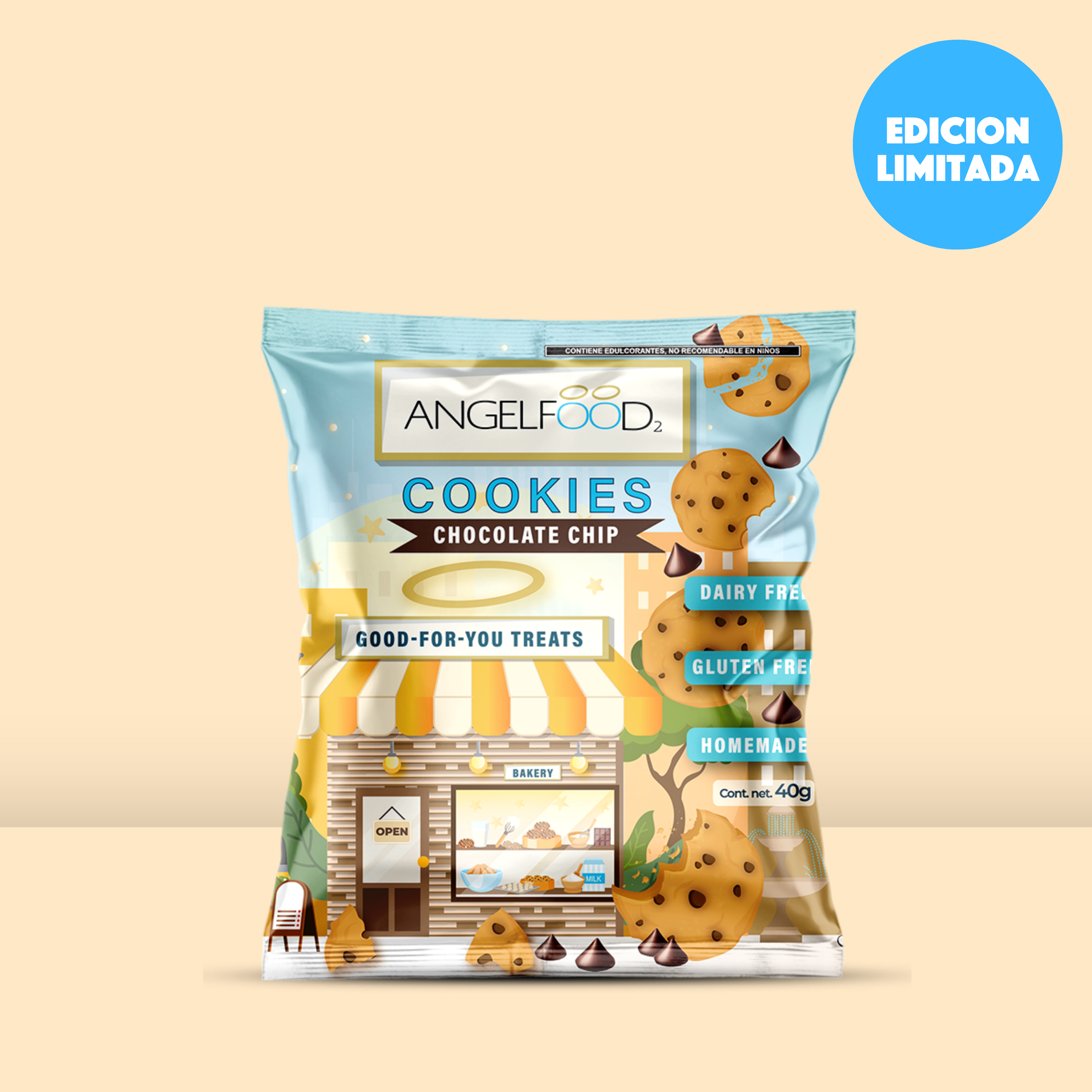 ANGELFOOD Galletas Crispy Chocolate chip snack pack 40g
