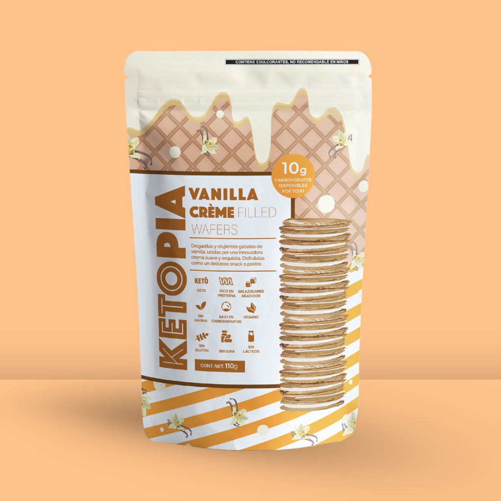 KETOPIA - Galletas Sin Azúcar Keto Sandwich Vanilla Wafers 110g - Frozen-Boutique