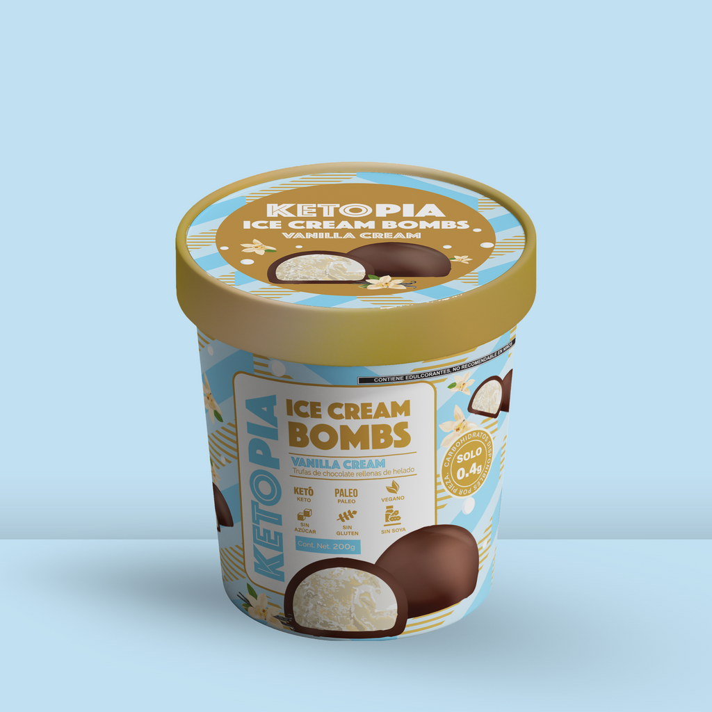 KETOPIA Bombs de Helado Sin Azúcar Keto Vainilla  195g - Frozen-Boutique