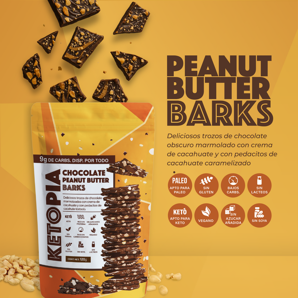 KETOPIA Chocolate Peanut Butter Barks 120g - Frozen-Boutique