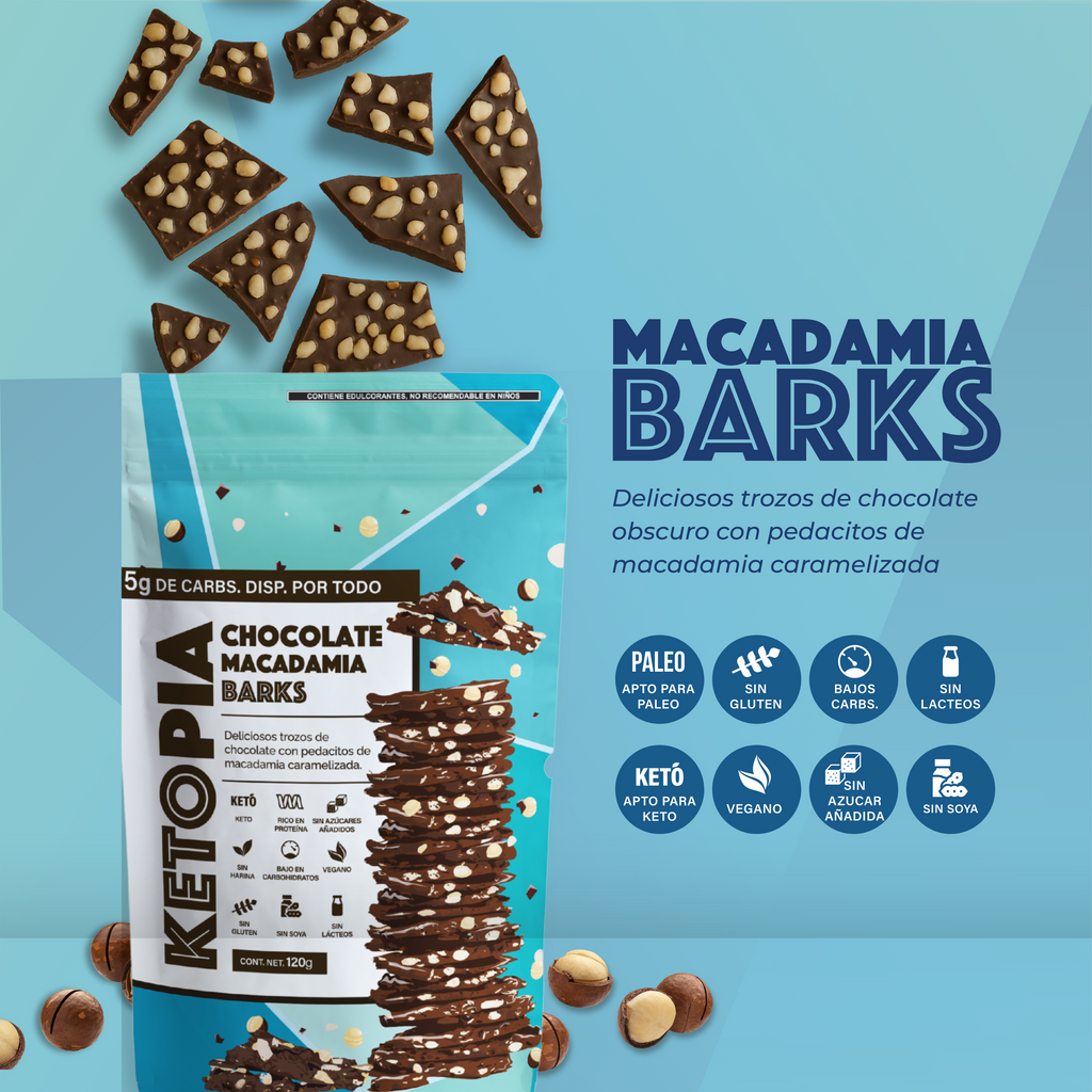 KETOPIA Chocolate Macadamia Barks 120g - Frozen-Boutique