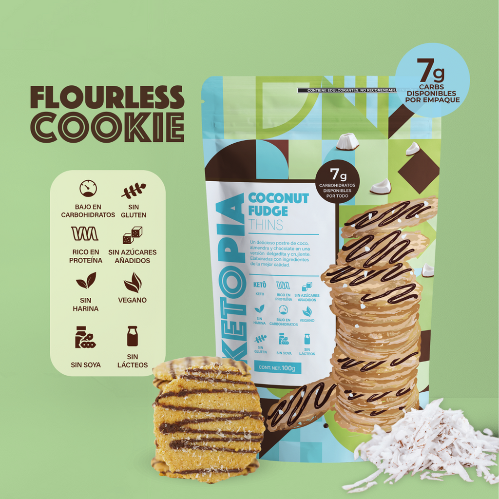 KETOPIA Galletas Thins Keto de Almendra Coconut Fudge 110g - Frozen-Boutique