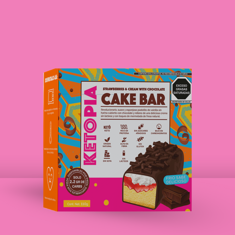 Strawberry Jam & Cream Cake Bar covered in chocolate (110g)