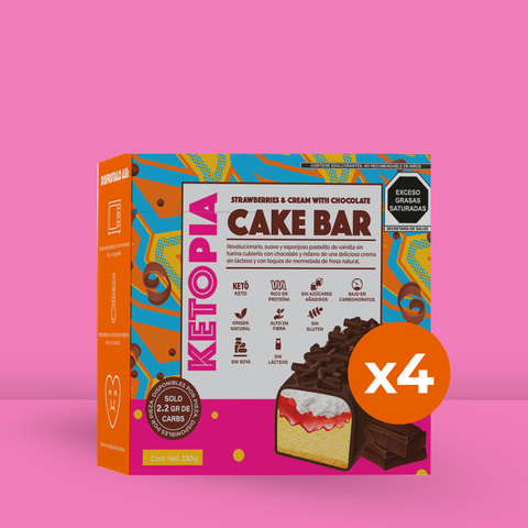 4 Pack Strawberry Jam & Cream Cake Bar covered in chocolate (110g)