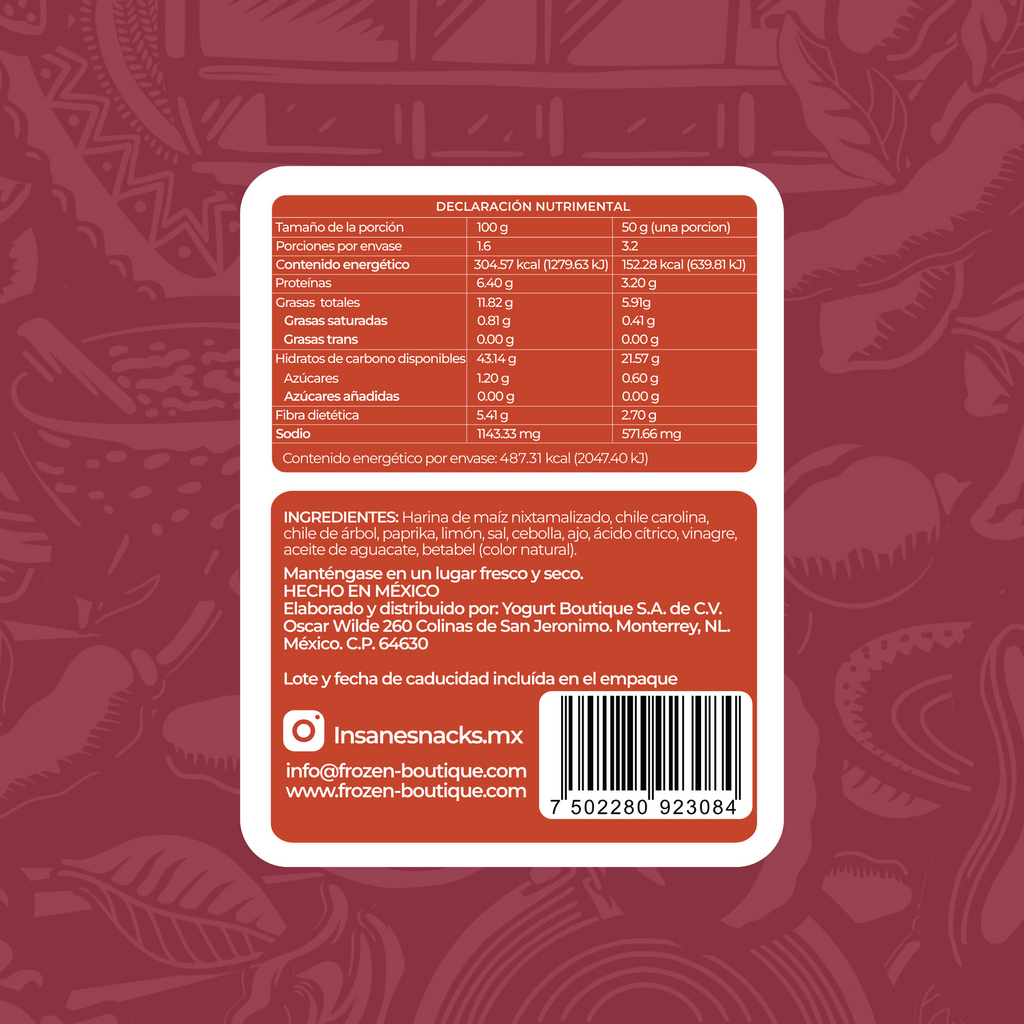 INSANE TOTOPOS DE MAÍZ HORNEADOS CHILE CAROLINA 50G - Frozen-Boutique