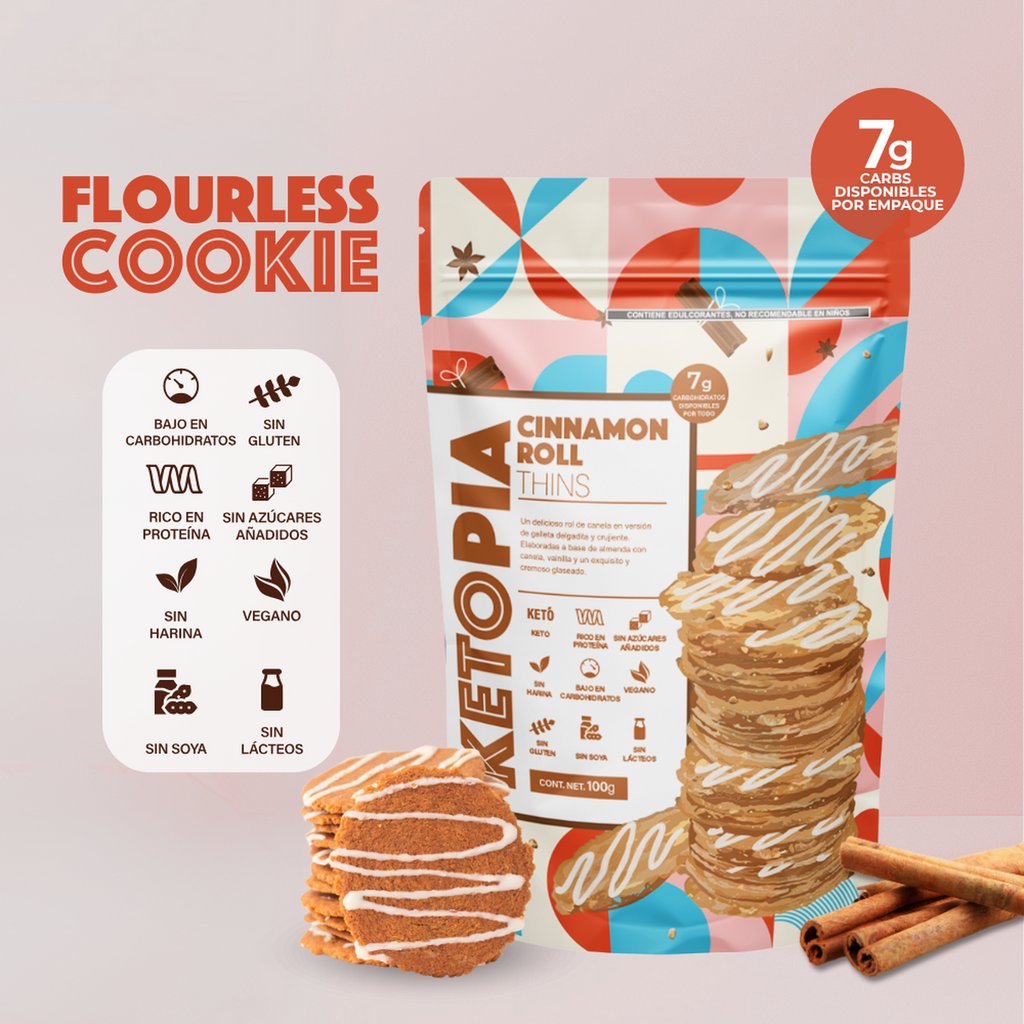 KETOPIA Galletas Thins Keto de Almendra Cinnamon Roll 100g - Frozen-Boutique