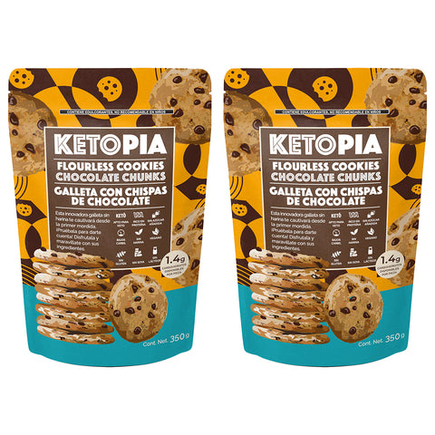 2-PAQUETES Galletas Keto Flourless Choco Chip Chunk 350g