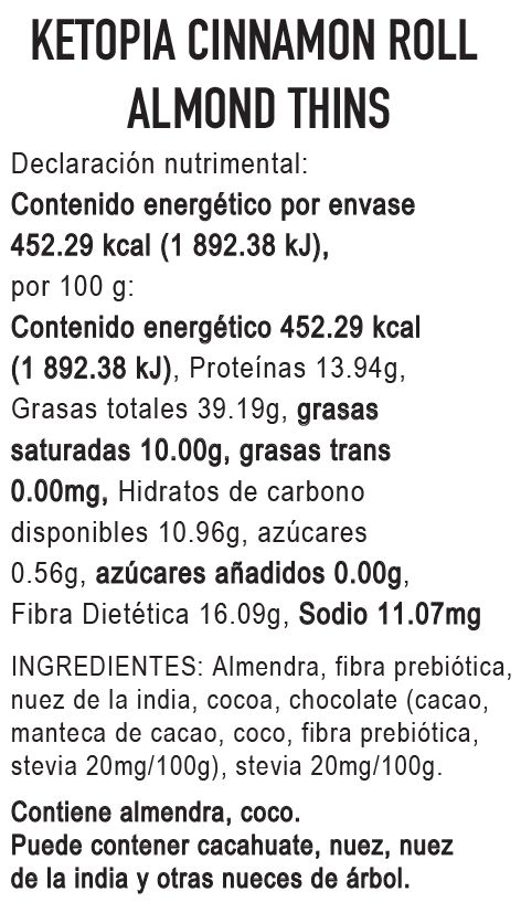 12-PAQUETES Galletas Keto Almond Thins Cinnamon Roll