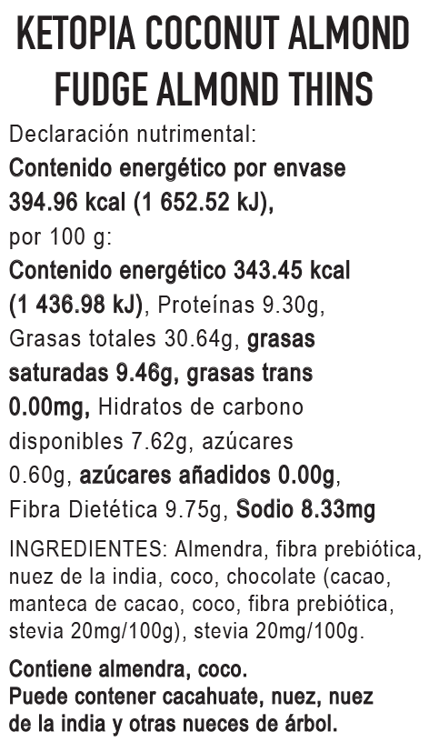 
                  
                    12-PAQUETES Galletas Keto Almond Thins Coconut Fudge
                  
                