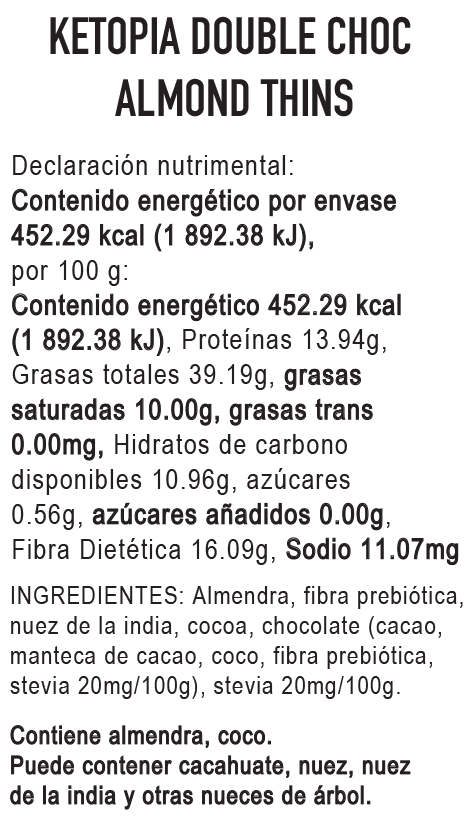 
                  
                    12-PAQUETES Galletas Keto Almond Thins Double Chocolate
                  
                