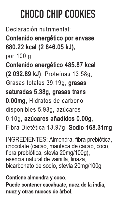 12-PAQUETES Galletas Keto Flourless Choco Chip