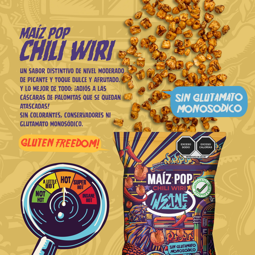 INSANE Maíz Pop Inflado Chili Wiri  250g - Frozen-Boutique