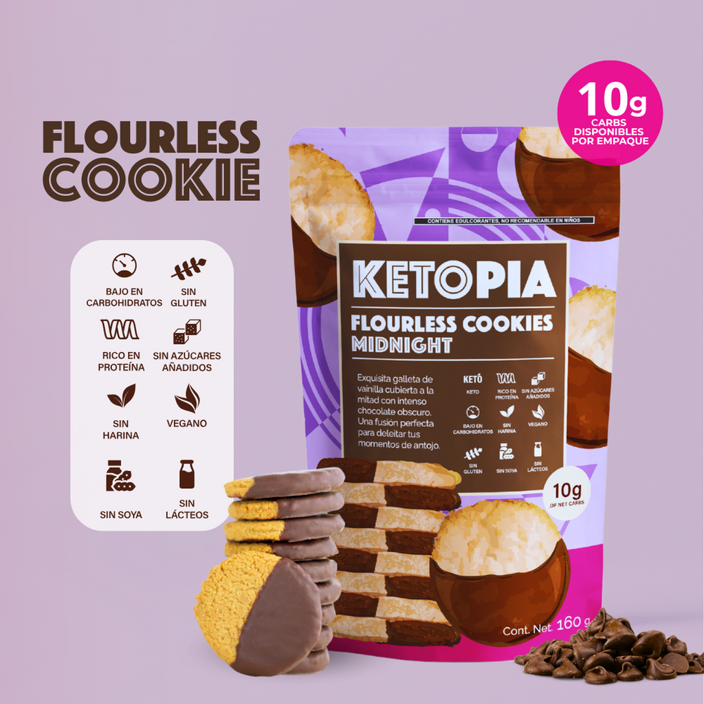 KETOPIA  Galletas Sin Harina Cubierta Chocolate Keto Midnight 160g - Frozen-Boutique