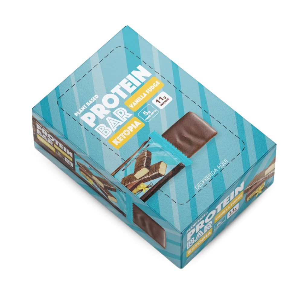 KETOPIA - Barras de Proteina keto 11 g de proteina Fudge Vainilla - 12 Pack - Frozen-Boutique