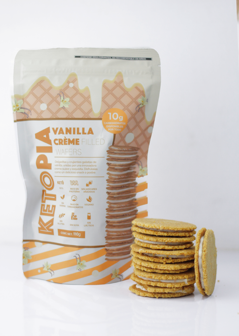 12-PAQUETES Galletas Keto Crème Filled Vanilla Wafers