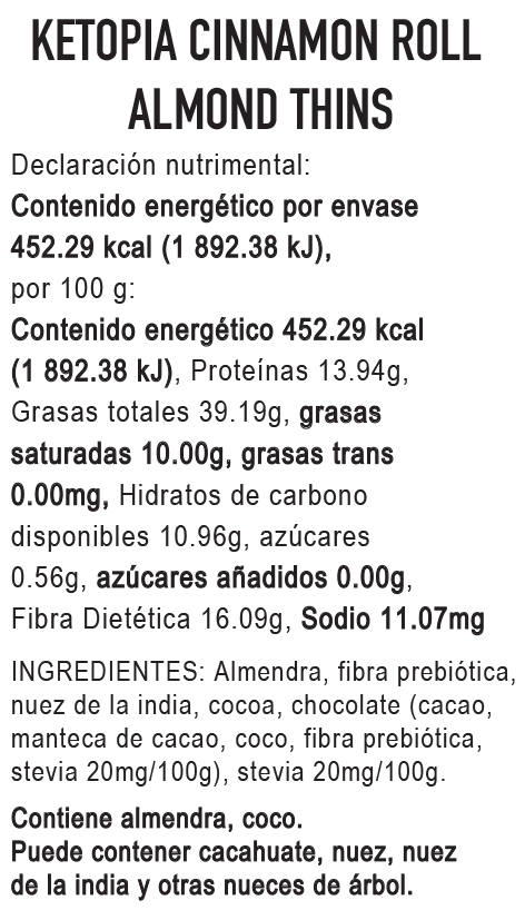 Galletas Keto Almond Thins Cinnamon Roll 100g