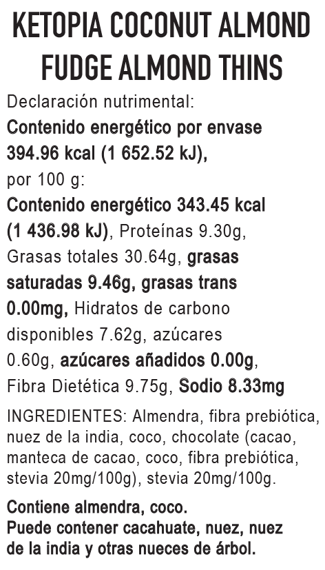 Galletas Keto Almond Thins Coconut Fudge 115g