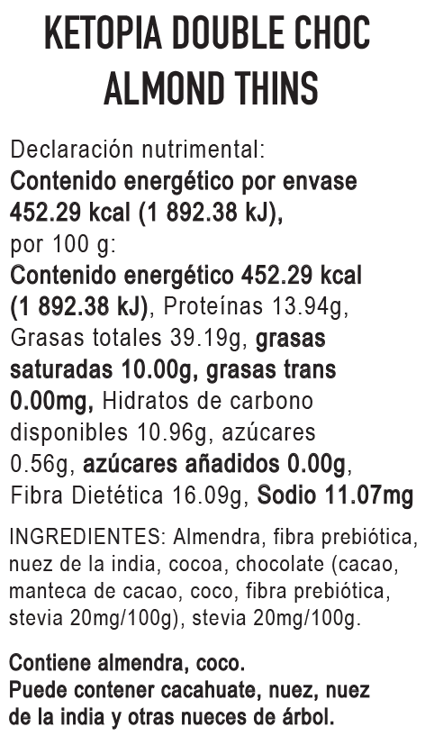 
                  
                    4-PAQUETES Galletas Keto Almond Thins Double Chocolate
                  
                